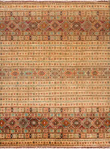 Ковёр Suzani 23676 — кремовый и коричневый, в полоску