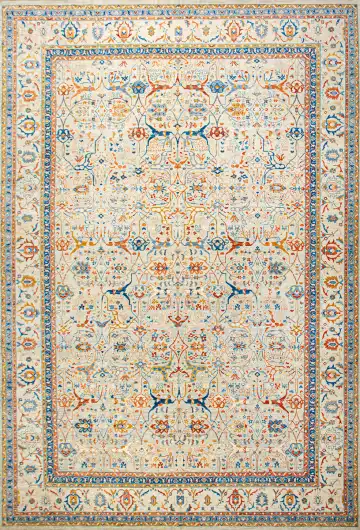 Ковёр Suzani 23678 — кремовый и голубой, с медальоном