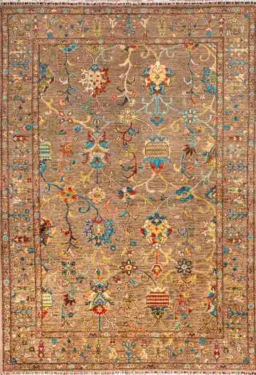 Ковёр Suzani 23685 — коричневый и красный, растительный рисунок