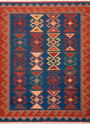Ковёр Килим 23691 — красный и синий, геометрический рисунок