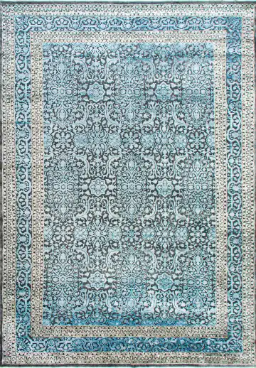 Ковёр Агра 23760 — голубой и кремовый, растительный рисунок