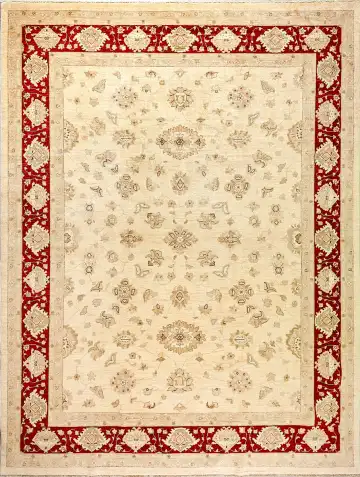 Ковёр Чуби 2430 — кремовый и красный, растительный рисунок