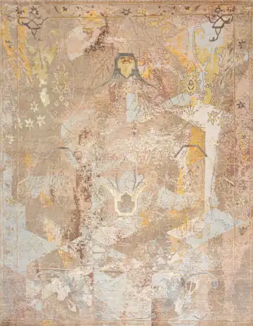 Ковёр Bidjar 24528 — бежевый и голубой, винтажный рисунок