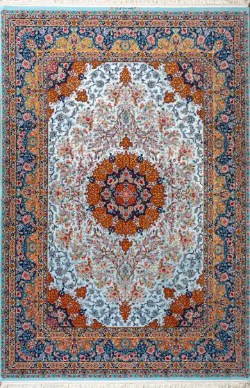 Ковёр Исфахан 24764 — кремовый и красный, с медальоном