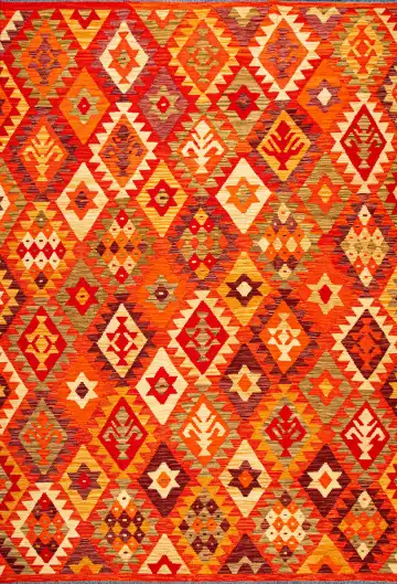 Ковёр Килим 24799 — красный и оранжевый, с медальоном