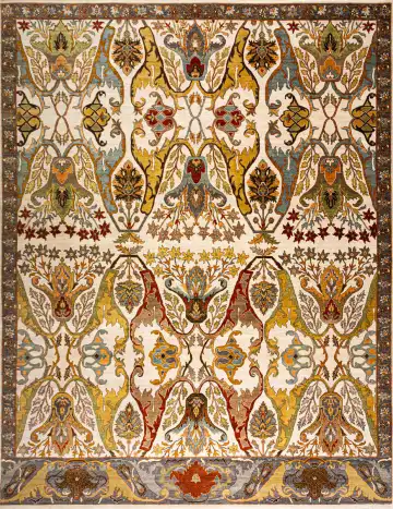 Ковёр Bidjar 24897 — кремовый и коричневый, с медальоном