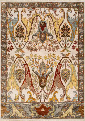 Ковёр Bidjar 24899 — кремовый и коричневый, растительный рисунок