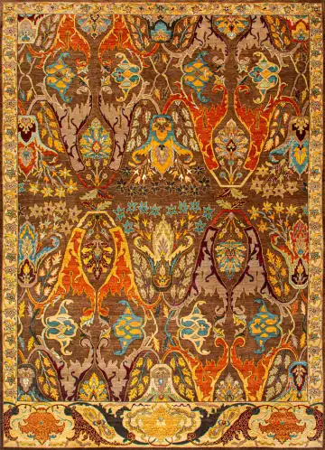Ковёр Bidjar 24905 — коричневый и красный, с медальоном