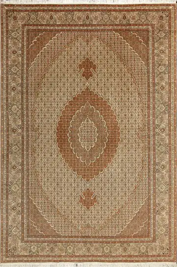 Ковёр Тебриз 2503 — кремовый и красный, с медальоном