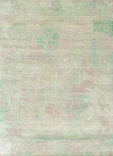Ковёр Illusion 25528 — бежевый и зелёный, растительный рисунок