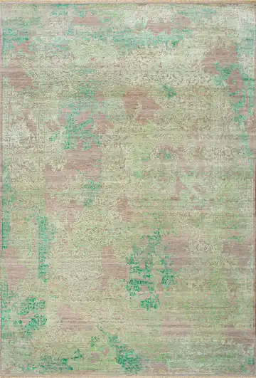Ковёр Illusion 25529 — бежевый и зелёный, растительный рисунок