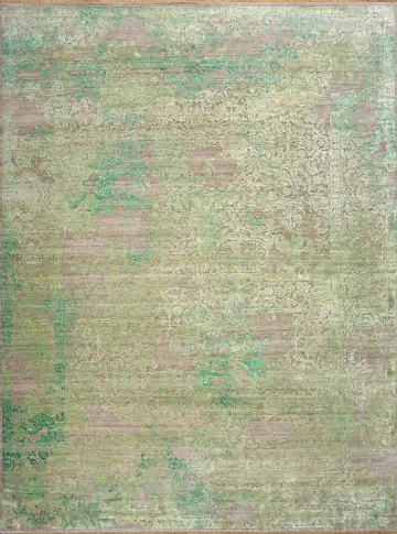 Ковёр Illusion 25531 — бежевый и зелёный, в полоску
