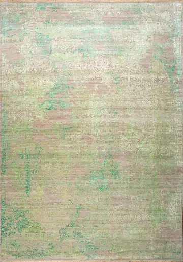 Ковёр Illusion 25532 — бежевый и зелёный, растительный рисунок