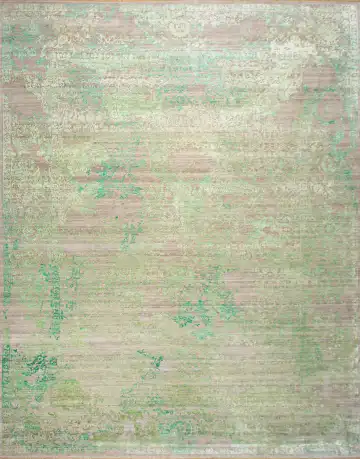 Ковёр Illusion 25533 — бежевый и зелёный, растительный рисунок