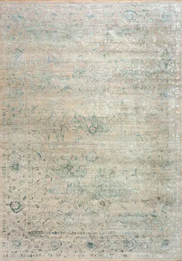 Ковёр Illusion 25536 — кремовый и синий, растительный рисунок