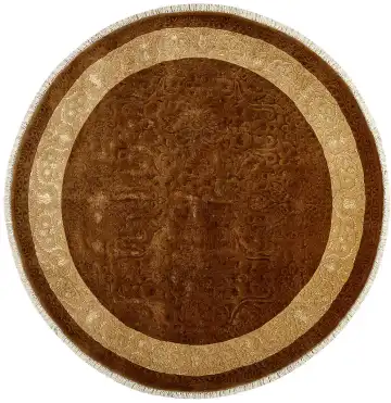 Ковёр Агра 2636 — кремовый и коричневый, растительный рисунок