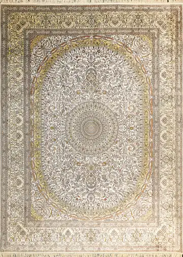 Ковёр Хереке 2745 — кремовый и коричневый, растительный рисунок