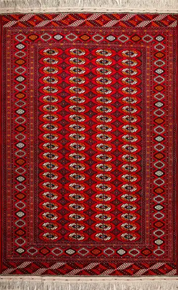 Ковёр Теке 5004 — красный и кремовый, геометрический рисунок
