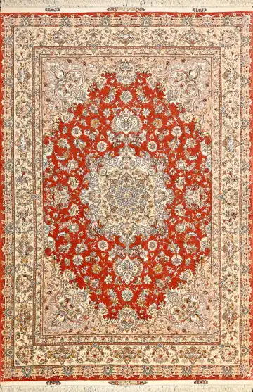 Ковёр Тебриз 5039 — красный и кремовый, с медальоном