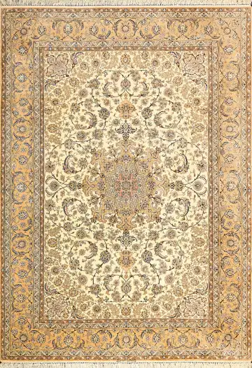 Ковёр Исфахан 5440 — кремовый и коричневый, с медальоном