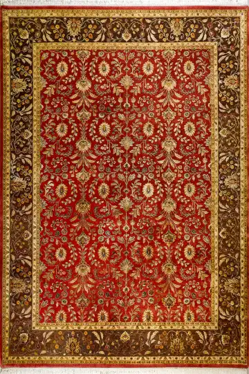 Ковёр Агра 5867 — бордовый и золотистый, с медальоном