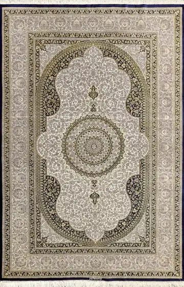 Ковёр Кум 5945 — кремовый и коричневый, с медальоном