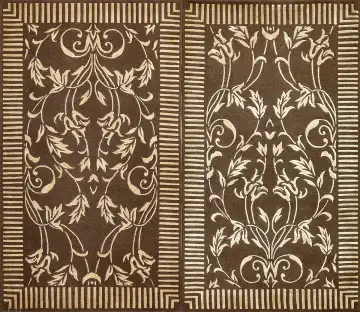 Ковёр Гансу 7279 — коричневый и белый, с медальоном