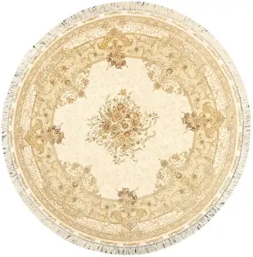 Ковёр Хереке 7366 — кремовый и коричневый, с медальоном
