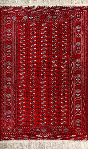 Ковёр Теке 7393 — красный и кремовый, геометрический рисунок