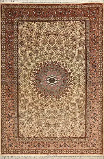 Ковёр Исфахан 7623 — жёлтый и коричневый, геометрический рисунок