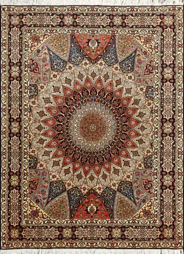Ковёр Тебриз 7646 — чёрный и красный, восточный орнамент