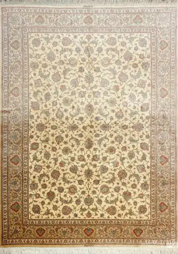Ковёр Кум 7649 — кремовый и коричневый, растительный рисунок