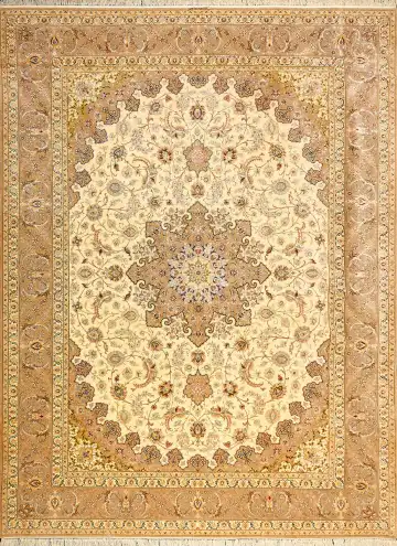 Ковёр Исфахан 8162 — кремовый и коричневый, с медальоном
