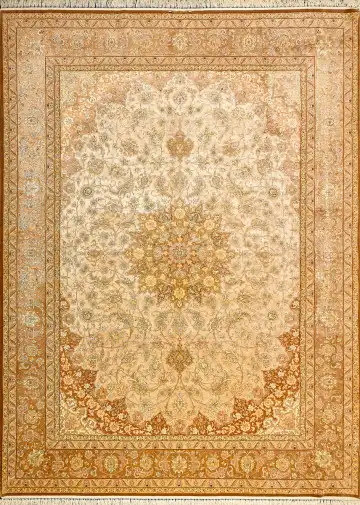 Ковёр Исфахан 8168 — кремовый и коричневый, с медальоном