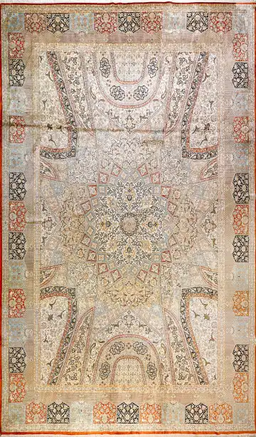 Ковёр Кашмир 8654 — кремовый и коричневый, геометрический рисунок
