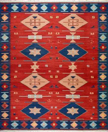 Ковёр Килим 8843 — красный и синий, геометрический рисунок