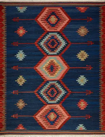 Ковёр Килим 8846 — синий и красный, геометрический рисунок