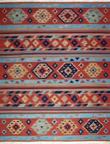 Ковёр Килим 8851 — красный и синий, геометрический рисунок