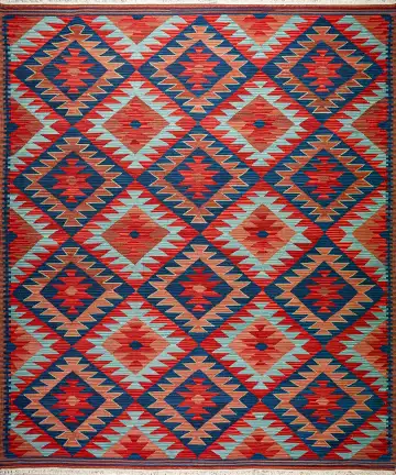 Ковёр Килим 8855 — красный и синий, геометрический рисунок