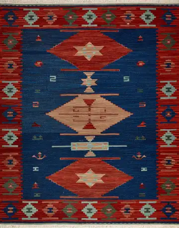 Ковёр Килим 8872 — синий и красный, геометрический рисунок