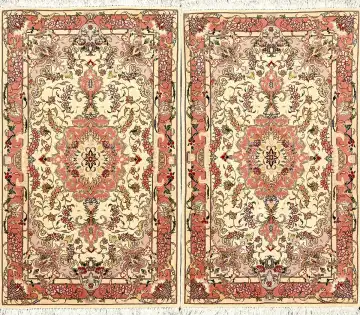 Ковёр Тебриз 997 — кремовый и красный, с медальоном