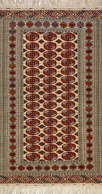 Ковёр Теке 9053 — кремовый и коричневый, геометрический рисунок