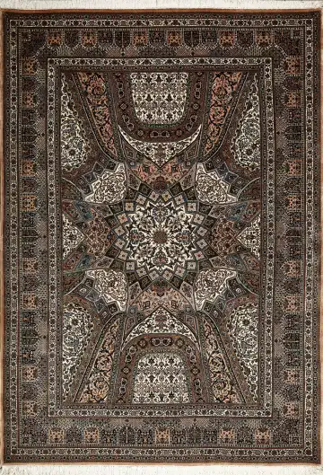 Ковёр Агра 9342 — чёрный и кремовый, геометрический рисунок