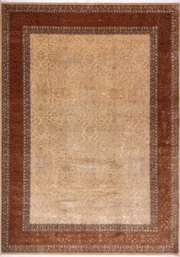 Ковёр Агра 9354 — кремовый и коричневый, растительный рисунок