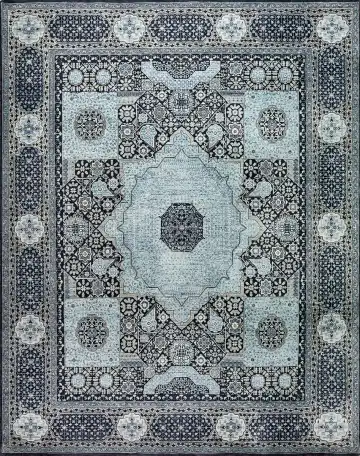 Ковёр Bliss 9501 — чёрный, с медальоном