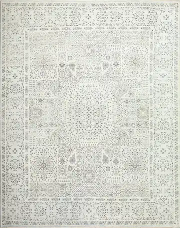 Ковёр Dazzle 9503 — кремовый и серый, с медальоном