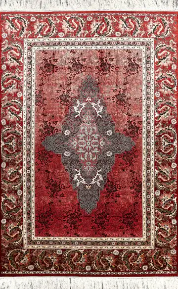 Ковёр Хереке 9567 — красный и чёрный, с медальоном