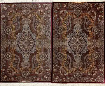Ковёр Кум 9601 — коричневый и кремовый, растительный рисунок