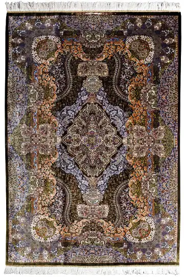 Ковёр Кум 9993 — фиолетовый и кремовый, с медальоном