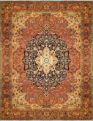 Индийский ковёр 1006 — красный и коричневый, с медальоном